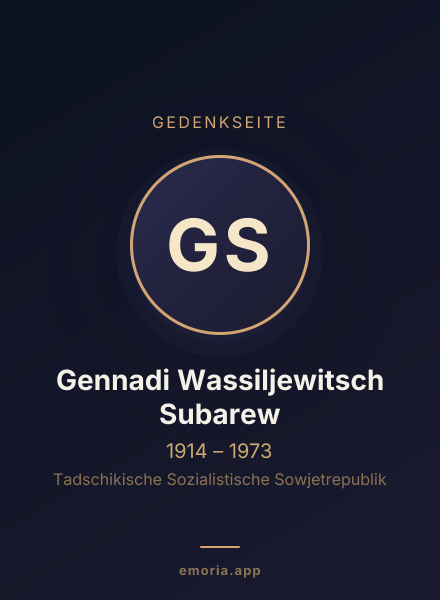 Gedenkportrait von Gennadi Wassiljewitsch Subarew