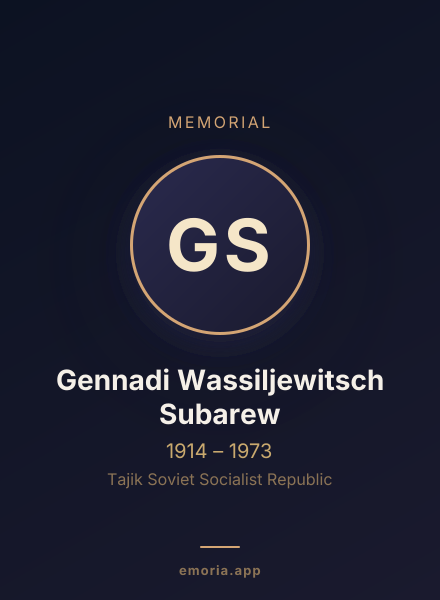 Memorial portrait of Gennadi Wassiljewitsch Subarew