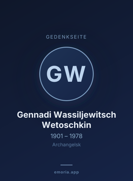 Gedenkportrait von Gennadi Wassiljewitsch Wetoschkin