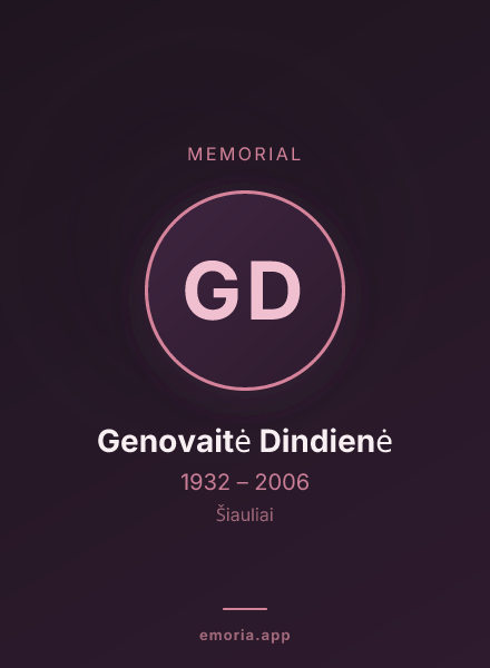 Memorial portrait of Genovaitė Dindienė