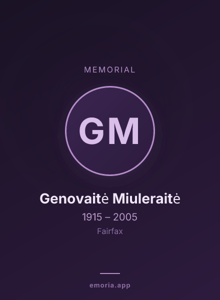 Memorial portrait of Genovaitė Miuleraitė