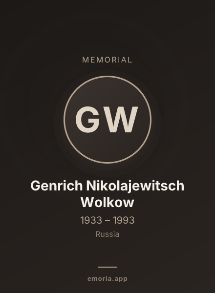 Memorial portrait of Genrich Nikolajewitsch Wolkow