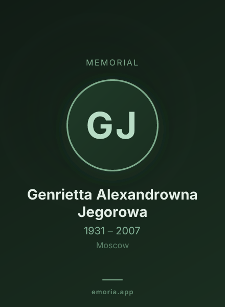 Memorial portrait of Genrietta Alexandrowna Jegorowa