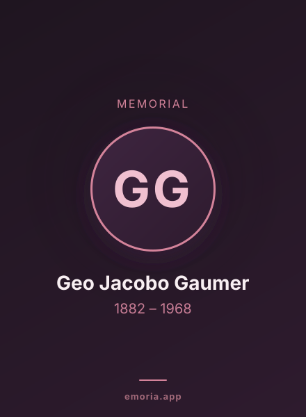 Memorial portrait of Geo Jacobo Gaumer