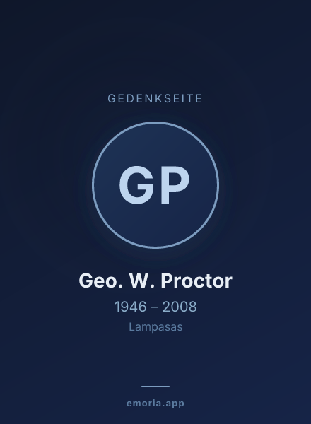 Gedenkportrait von Geo. W. Proctor