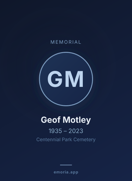 Memorial portrait of Geof Motley
