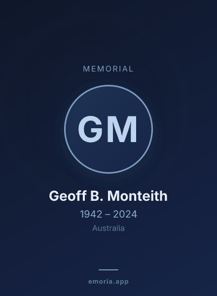 Memorial portrait of Geoff B. Monteith