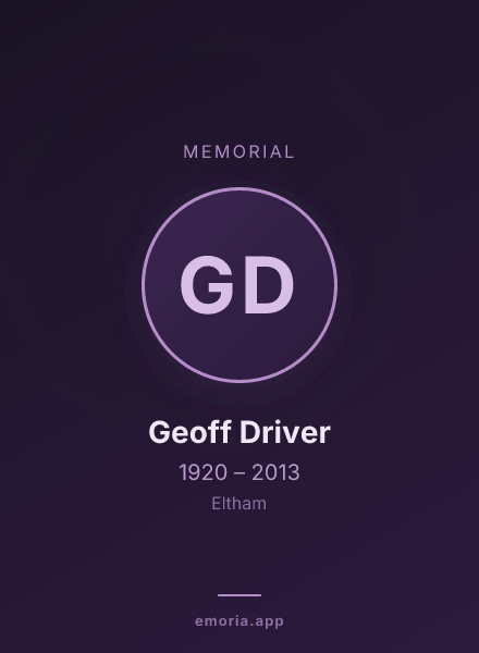 Memorial portrait of Geoff Driver