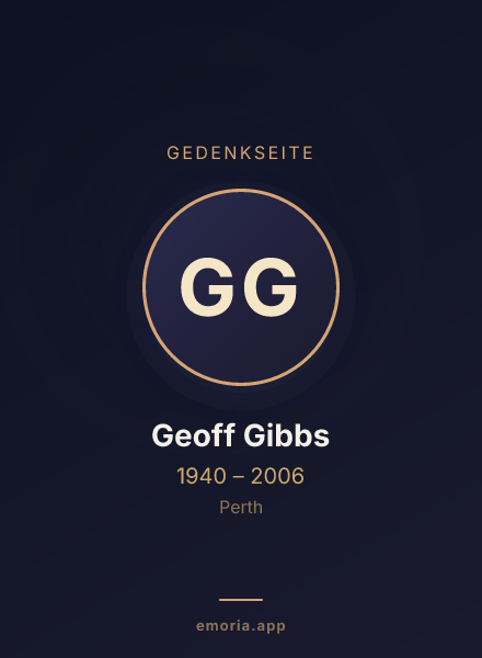 Gedenkportrait von Geoff Gibbs