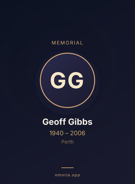 Memorial portrait of Geoff Gibbs