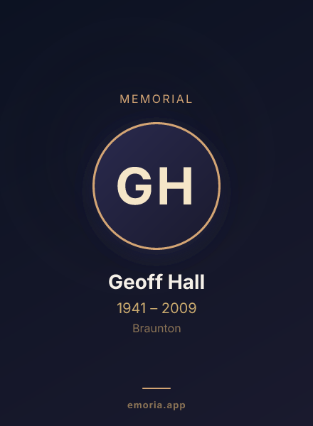 Memorial portrait of Geoff Hall