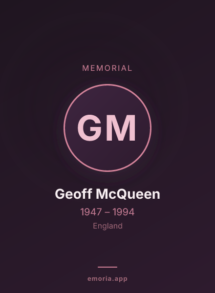 Memorial portrait of Geoff McQueen