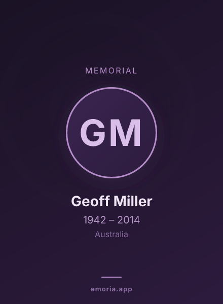 Memorial portrait of Geoff Miller