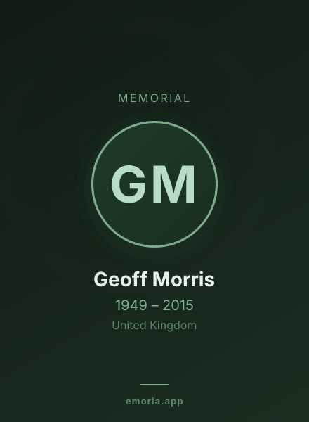 Memorial portrait of Geoff Morris