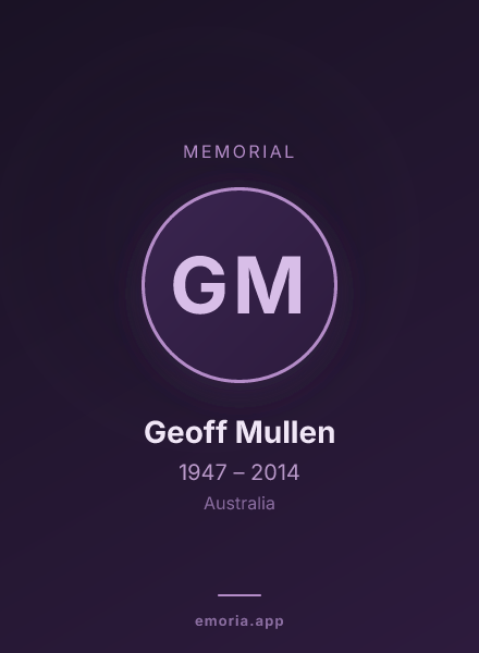 Memorial portrait of Geoff Mullen