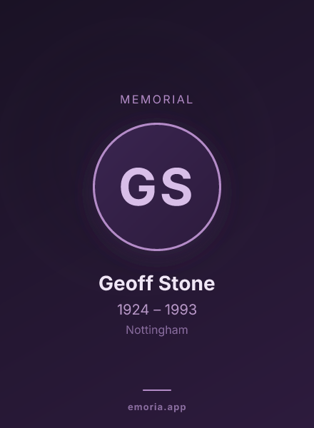 Memorial portrait of Geoff Stone
