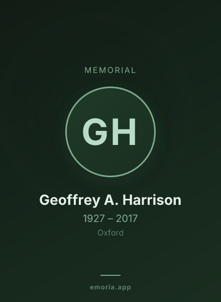 Memorial portrait of Geoffrey A. Harrison
