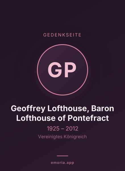 Gedenkportrait von Geoffrey Lofthouse, Baron Lofthouse of Pontefract