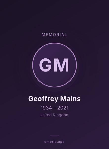 Memorial portrait of Geoffrey Mains