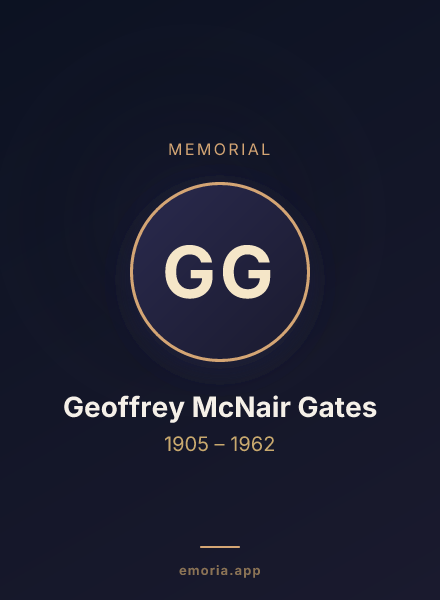 Memorial portrait of Geoffrey McNair Gates