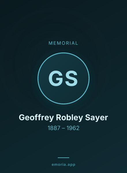Memorial portrait of Geoffrey Robley Sayer
