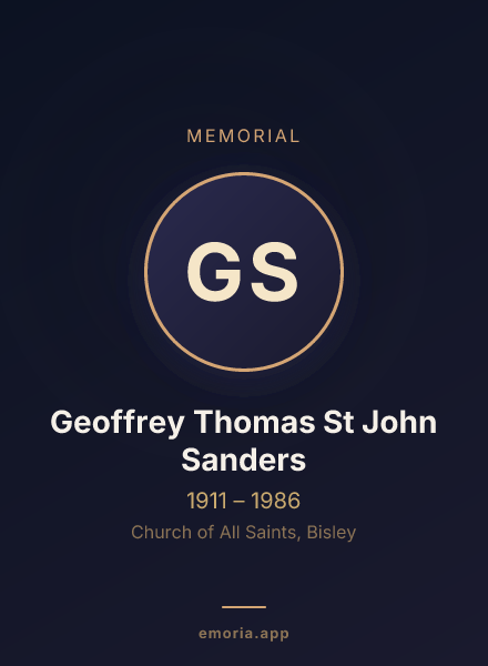 Memorial portrait of Geoffrey Thomas St John Sanders
