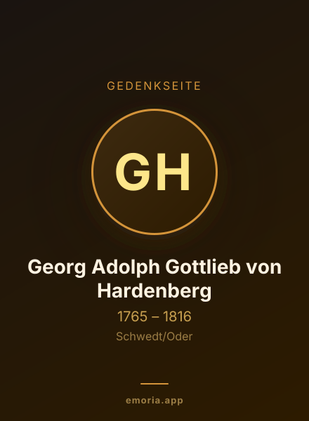 Gedenkportrait von Georg Adolph Gottlieb von Hardenberg