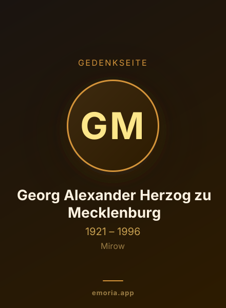 Gedenkportrait von Georg Alexander Herzog zu Mecklenburg