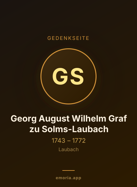 Gedenkportrait von Georg August Wilhelm Graf zu Solms-Laubach
