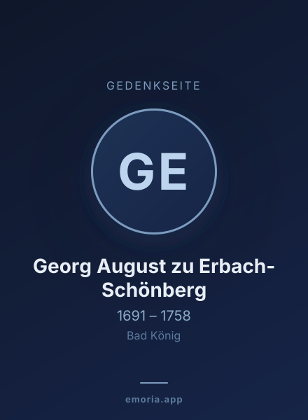 Gedenkportrait von Georg August zu Erbach-Schönberg