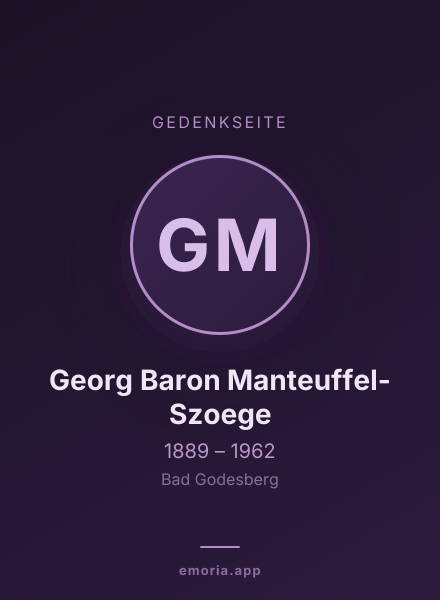 Gedenkportrait von Georg Baron Manteuffel-Szoege