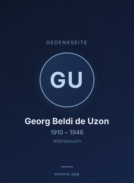 Gedenkportrait von Georg Beldi de Uzon