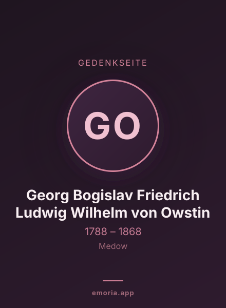 Gedenkportrait von Georg Bogislav Friedrich Ludwig Wilhelm von Owstin