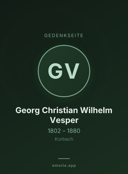 Gedenkportrait von Georg Christian Wilhelm Vesper