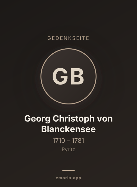 Gedenkportrait von Georg Christoph von Blanckensee