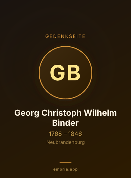 Gedenkportrait von Georg Christoph Wilhelm Binder