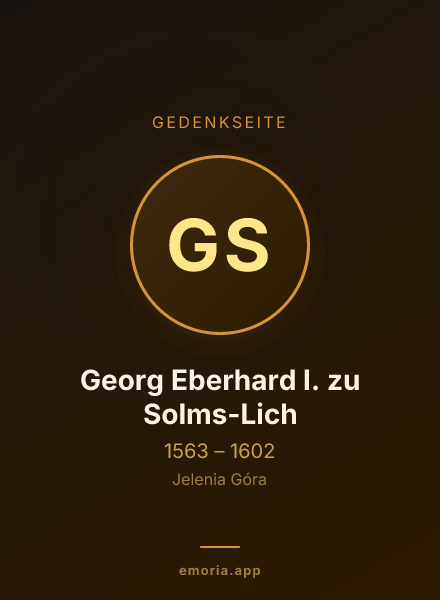 Gedenkportrait von Georg Eberhard I. zu Solms-Lich