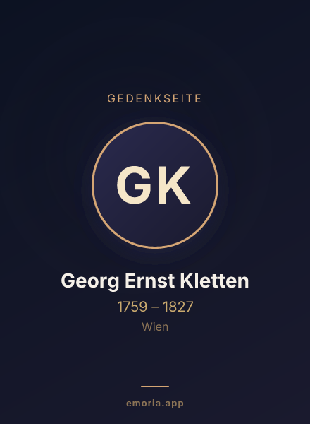 Gedenkportrait von Georg Ernst Kletten