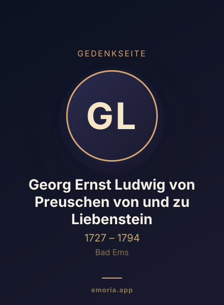 Gedenkportrait von Georg Ernst Ludwig von Preuschen von und zu Liebenstein