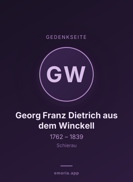 Gedenkportrait von Georg Franz Dietrich aus dem Winckell