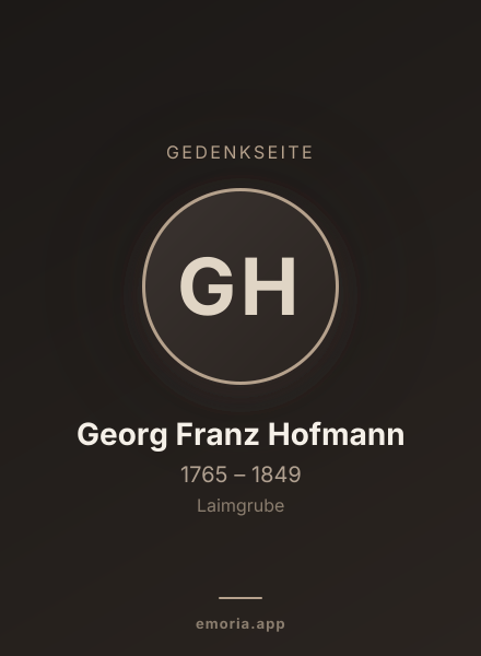 Gedenkportrait von Georg Franz Hofmann