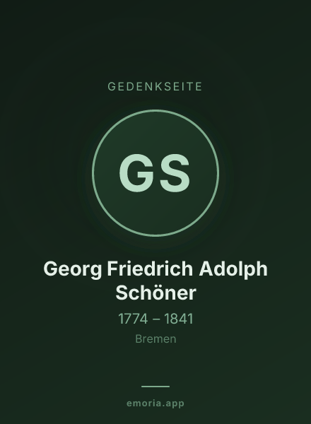 Gedenkportrait von Georg Friedrich Adolph Schöner