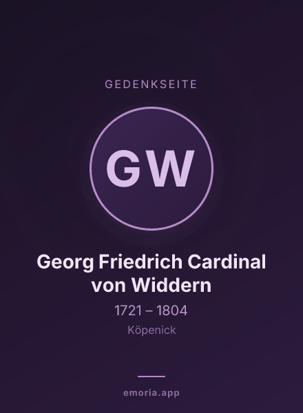 Gedenkportrait von Georg Friedrich Cardinal von Widdern
