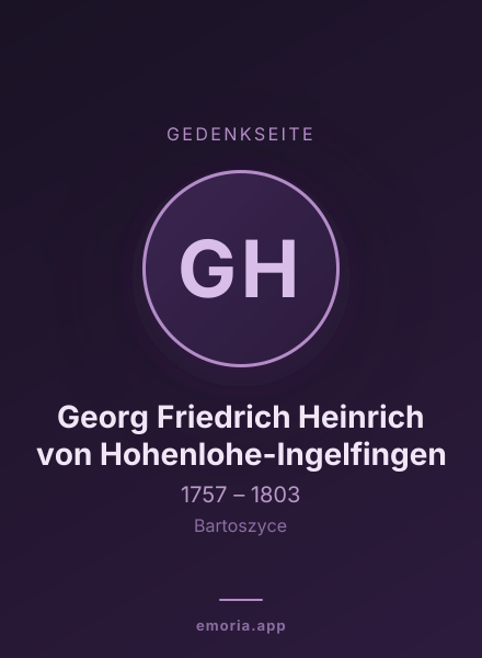 Gedenkportrait von Georg Friedrich Heinrich von Hohenlohe-Ingelfingen