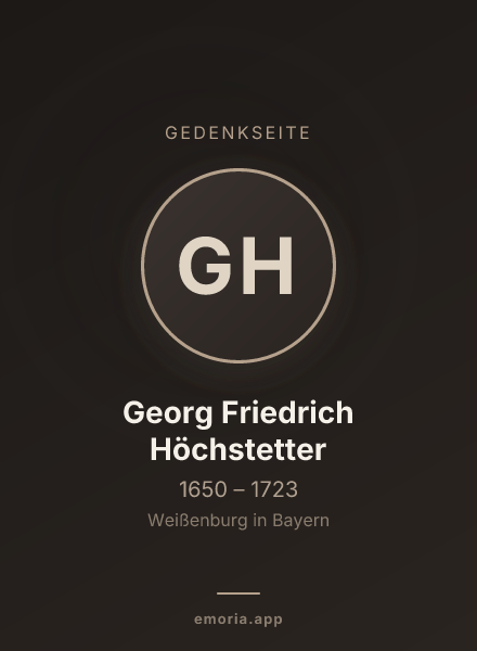 Gedenkportrait von Georg Friedrich Höchstetter