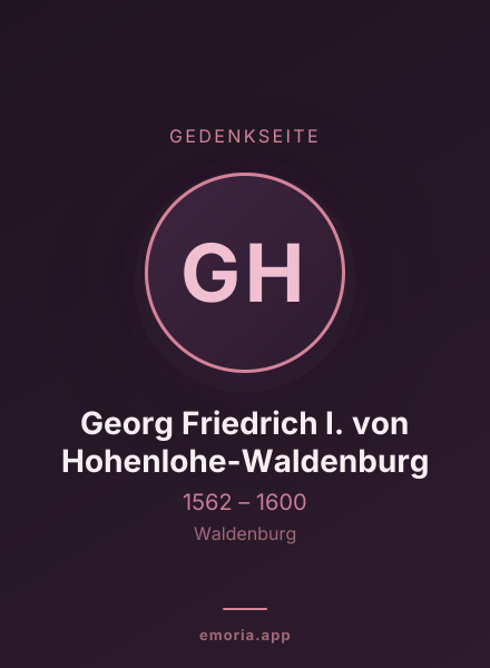 Gedenkportrait von Georg Friedrich I. von Hohenlohe-Waldenburg