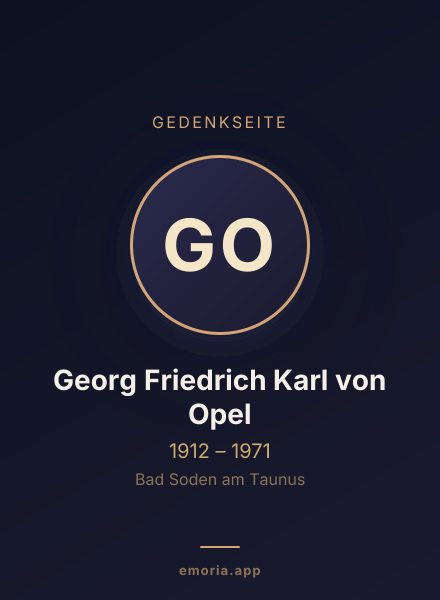 Gedenkportrait von Georg Friedrich Karl von Opel