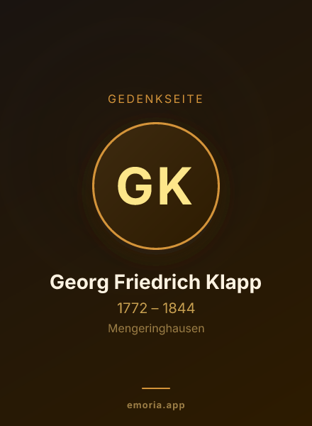 Gedenkportrait von Georg Friedrich Klapp