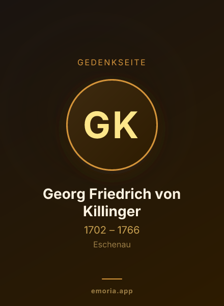 Gedenkportrait von Georg Friedrich von Killinger