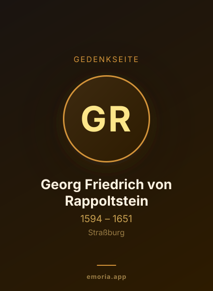 Gedenkportrait von Georg Friedrich von Rappoltstein